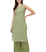 Dusty Green Schiffily Georgette Women's Kurta and Palazzo Set