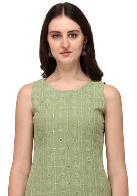 Green Schiffily Georgette  Kurta pant and Palazzo Set 5