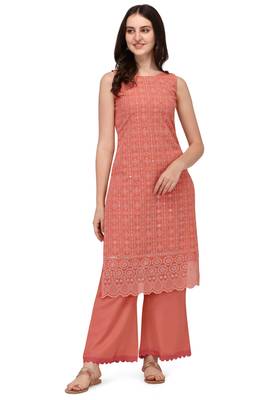 Orange Schiffily Georgette  Kurta pant and Palazzo Set 2