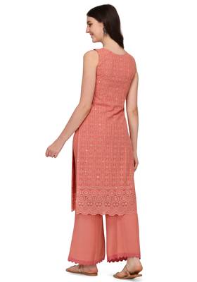 Orange Schiffily Georgette  Kurta pant and Palazzo Set 3
