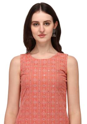 Orange Schiffily Georgette  Kurta pant and Palazzo Set 5