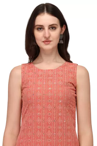 Orange Schiffily Georgette  Kurta pant and Palazzo Set