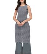 Dusty Grey Schiffily Georgette Women's Kurta and Palazzo Set