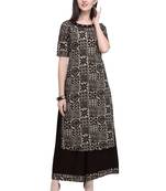 Coffee Printed Cotton Women's Kurta and Palazzo Set