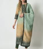 Mustard Green Bandhani Silk Blend Women's Kurta, Pyjama & Dupatta Set