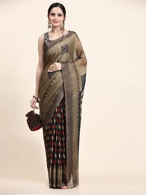 Meghna-Black Printed  Chiffon Art Sik Saree 1