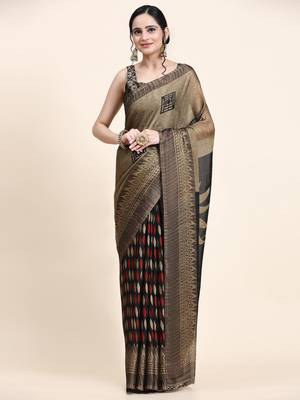 Meghna-Black Printed  Chiffon Art Sik Saree 2