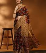 Meghna-Maroon Printed  Chiffon Art Sik Saree