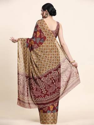 Meghna-Maroon Printed  Chiffon Art Sik Saree 2