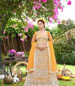 Net  Yellow Color Embroidered Lehanga Choli Set