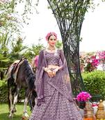 Net  Purple Color Embroidered Lehanga Choli Set