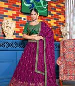 Chinon Crushed Magenta Color  Sequence &Embroidery Work Lehanga Choli Set