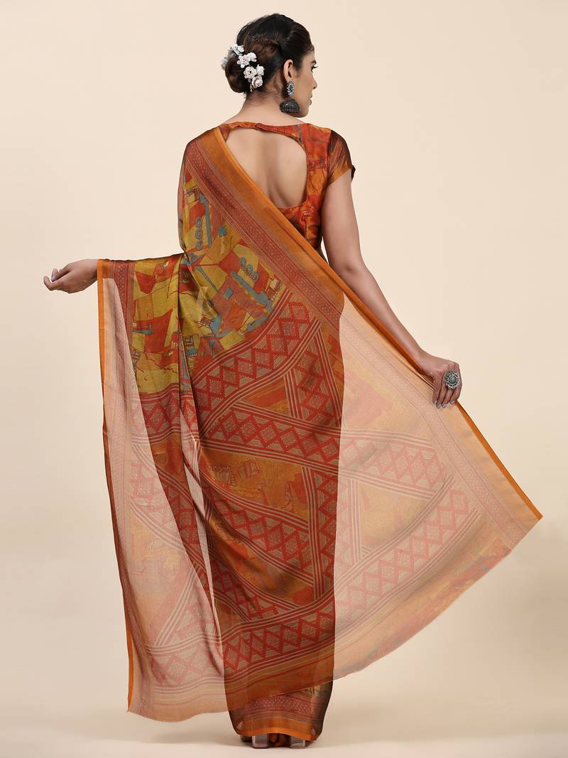 PUSPA 2   Printed  GOLD ART SIK SAREE