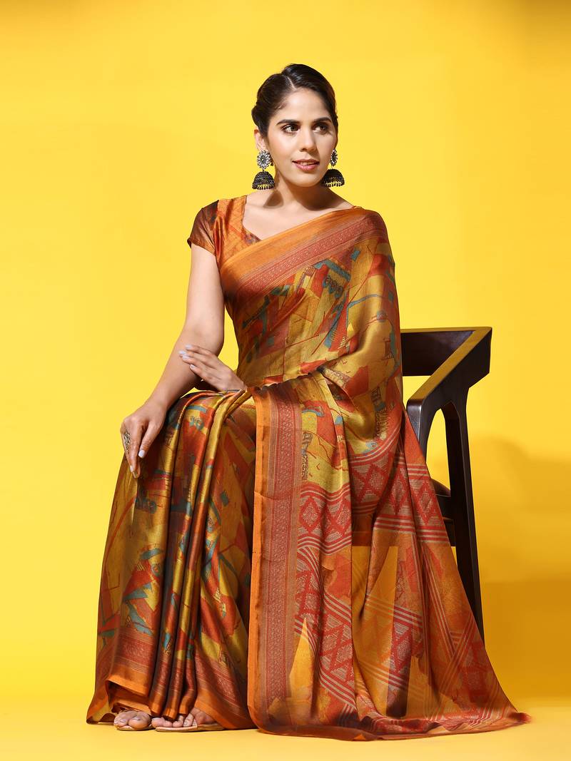 PUSPA 2   Printed  GOLD ART SIK SAREE