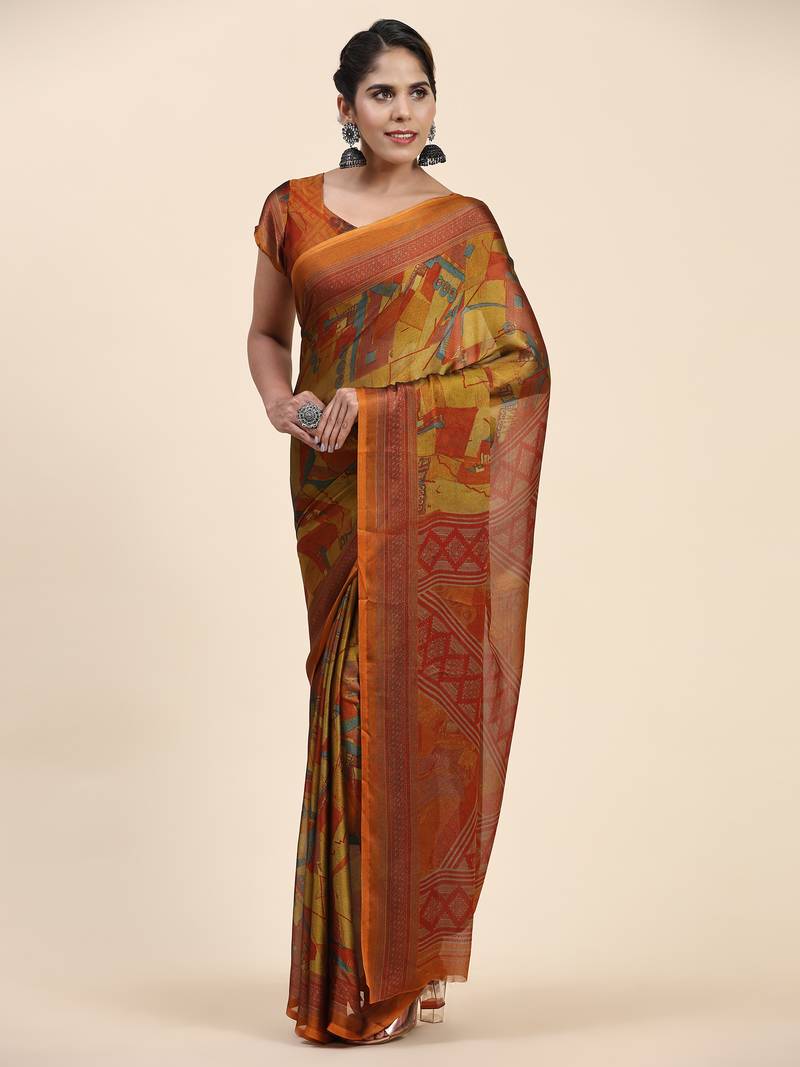 PUSPA 2   Printed  GOLD ART SIK SAREE