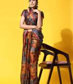  PUSPA 2  Printed  RUST ORANGE ART SIK SAREE