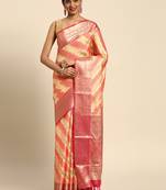 Beige Rangkat silk blend Woven Saree With Unstitched Blouse Piece