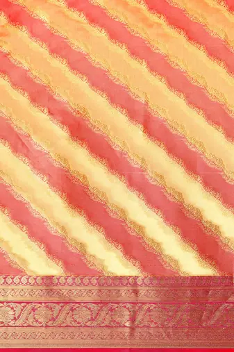 Beige Rangkat silk blend Woven Saree With Unstitched Blouse Piece