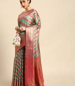 Rama Rangkat silk blend Woven Saree With Unstitched Blouse Piece