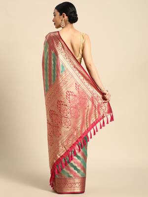 Rama Rangkat silk blend Woven Saree With Unstitched Blouse Piece 2