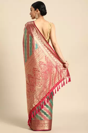 Rama Rangkat silk blend Woven Saree With Unstitched Blouse Piece