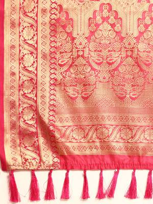 Rama Rangkat silk blend Woven Saree With Unstitched Blouse Piece 4