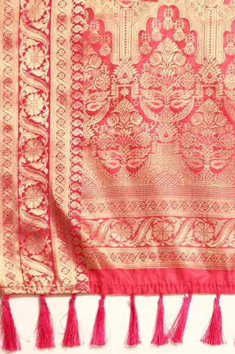 Rama Rangkat silk blend Woven Saree With Unstitched Blouse Piece
