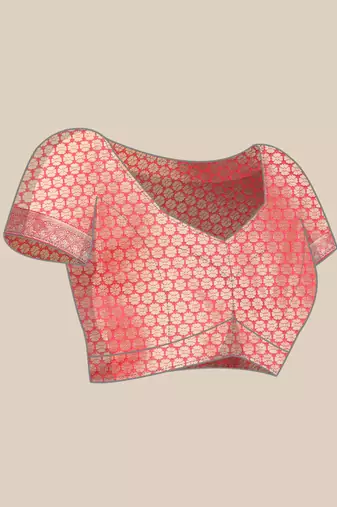Pink Rangkat silk blend Woven Saree With Unstitched Blouse Piece