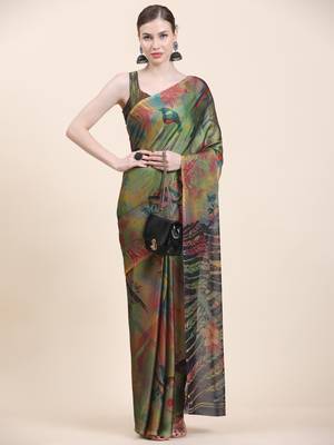  PUSPA RUST   Printed  Chiffon  ART SIK SAREE 1