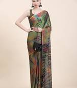  PUSPA RUST   Printed  Chiffon  ART SIK SAREE
