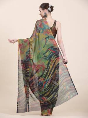  PUSPA RUST   Printed  Chiffon  ART SIK SAREE 2