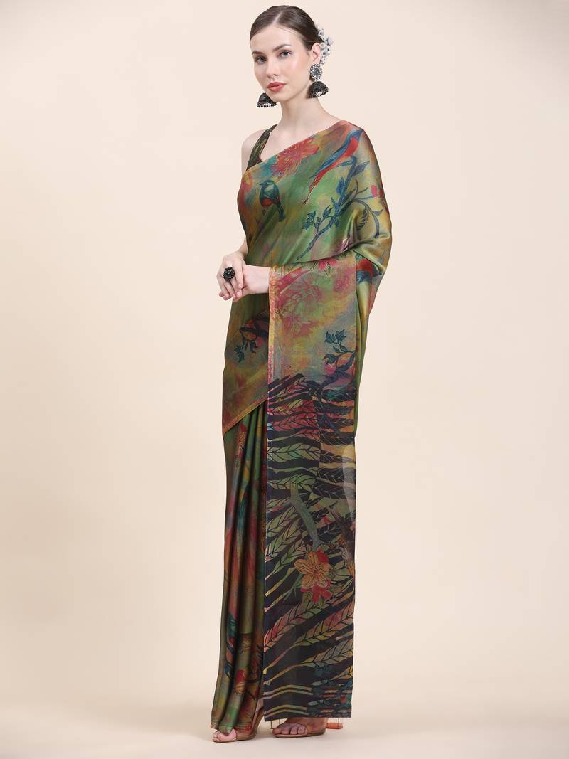  PUSPA RUST   Printed  Chiffon  ART SIK SAREE