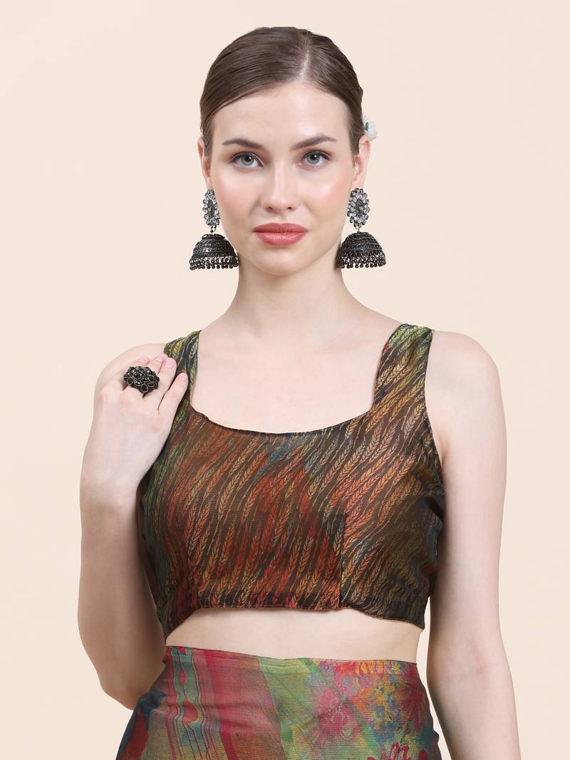  PUSPA RUST   Printed  Chiffon  ART SIK SAREE