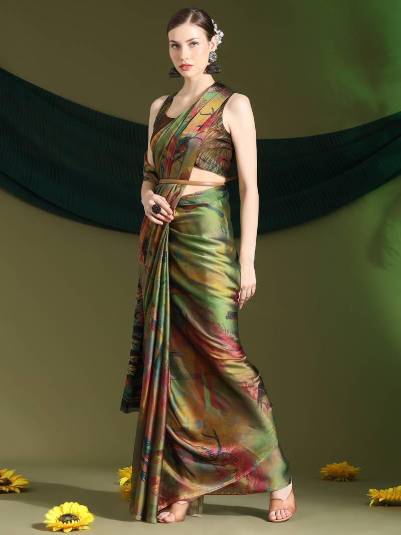  PUSPA RUST   Printed  Chiffon  ART SIK SAREE