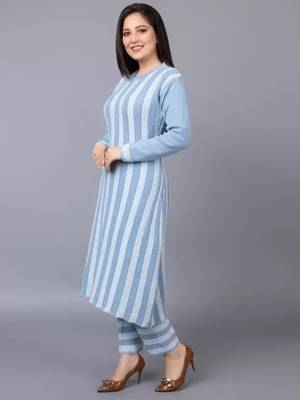 Designer winter woolen kurti with plazzo set(free size) 2