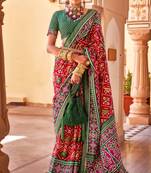 Red silk patola print saree with blouse