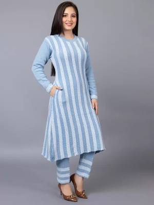 Designer winter woolen kurti with plazzo set(free size) 5