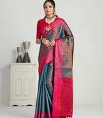  Faux Kanjivaram style art silk saree with blouse piece : sa00001133sf