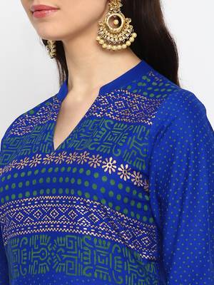 Dp cotton blue hand block print anarkali kurta 2