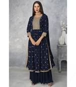 Navy-blue nyra Cut Kurta Sharara and Dupatta Set Readymade Kurta sharara Set 