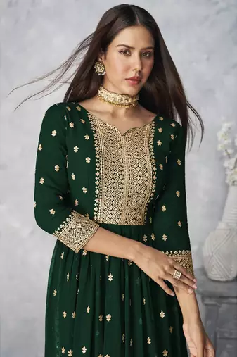 Green Color  Nyra Cut Kurta Sharara and Dupatta Set Readymade Kurta sharara Set