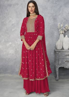 Pink Color Nyra Cut Kurta Sharara and Dupatta Set Readymade Kurta sharara Set 1