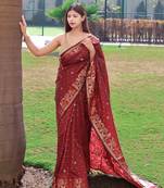 MAROON  SILK PRETTY SAREE