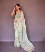 LIGHT GREEN  PRETTY SHIMMAR CHIFFON SAREE