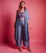 Dessert blue herringbone jacket set