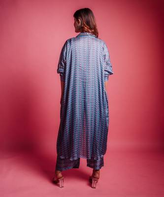 Dessert blue herringbone jacket set 4