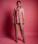 Champagne beige caramel peony shirt