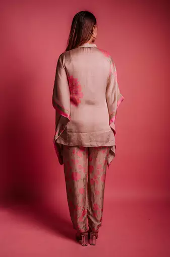 Champagne beige floroscence kaftan set