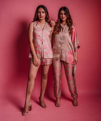 Champagne beige floroscence kaftan set 5