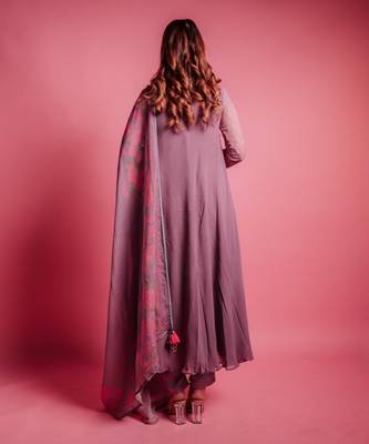 Dewberry mauve plush anarkali set 4